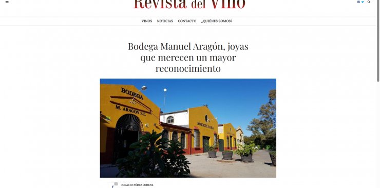 Revista del Vino y  la pluma de Ignacio Pérez Lorenz escriben sobre nuestra bodega